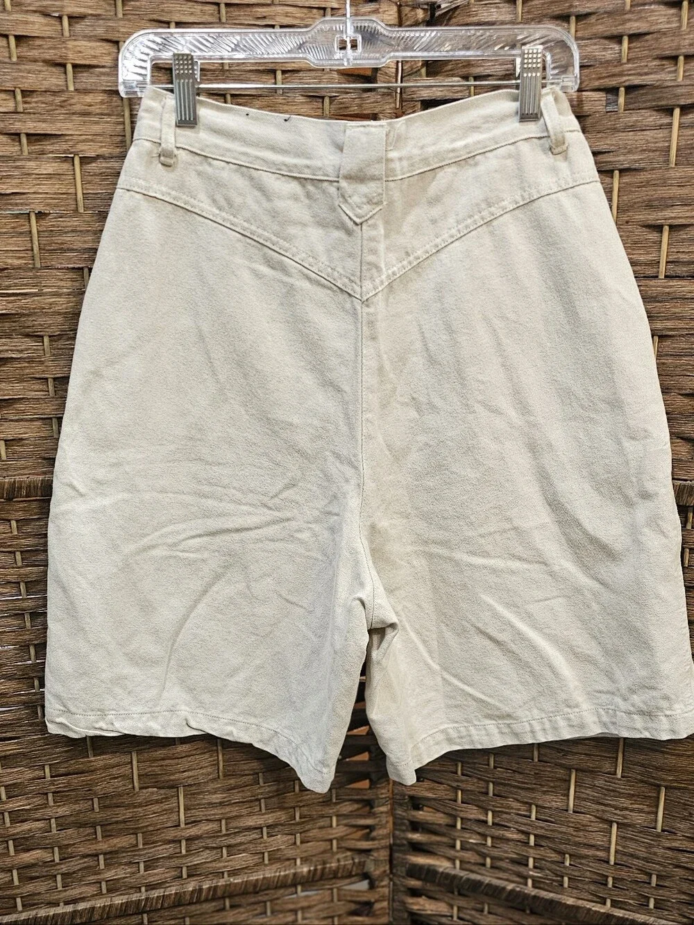 Studio West Light Beige High-Waist Pleated Bermuda Shorts